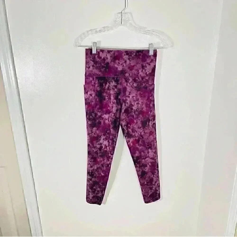 Athleta Salutation Stash Pocket II Printed 7/8 Tight in Purple Tie Dye SP - Picture 3 of 5